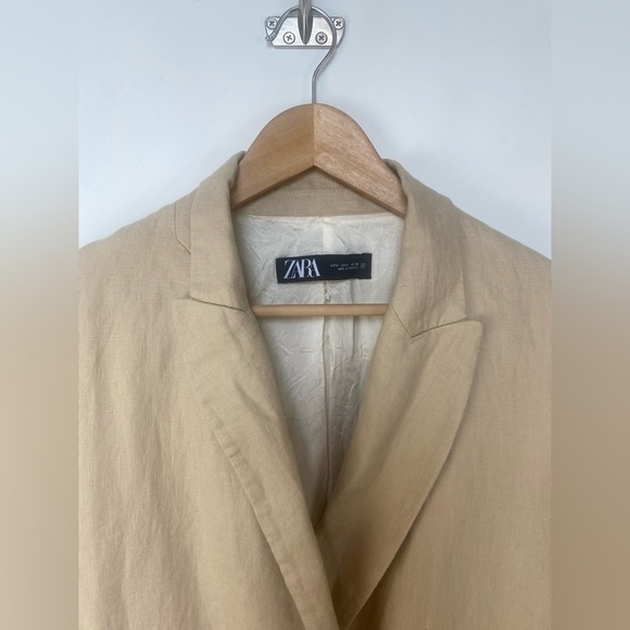 ZARA Linen Crossover Blazer Light Camel |3420/710/743/s - Picture 7 of 14